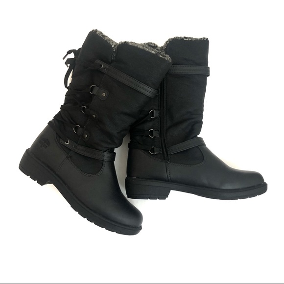 totes Shoes - Totes Lace Up Black Faux Fur Lined Winter Boots